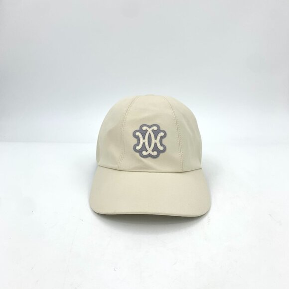 HERMES Beige Cotton Baseball Cap With Gray Logo Size 56 Made In France